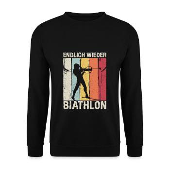 Endlich Wieder Biathlon Wintersport Schnee Biathle - Unisex Pullover - Schwarz - Vorne - Alina (178cm) & Michal (187cm)