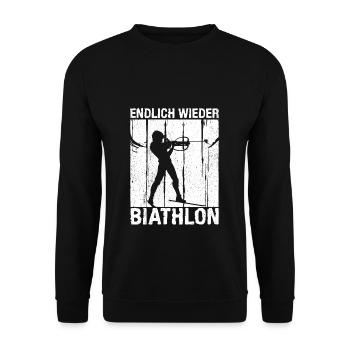 Endlich Wieder Biathlon Biathlet Skifahrer Berglie - Unisex Pullover - Schwarz - Vorne - Alina (178cm) & Michal (187cm)