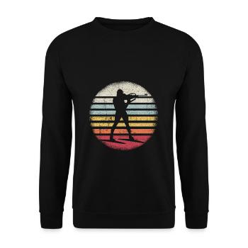 Biathlon Vintage Sports Fan Snow Biathlete Winter S - Unisex Sweatshirt - black - Front - Alina (178cm) & Michal (187cm)