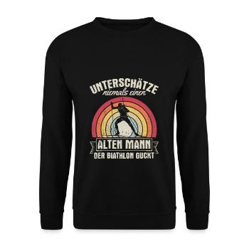 Biathlon, Old Man, Sport, Winter Sports, Biathlete, Ski - Unisex Sweatshirt - black - Front - Alina (178cm) & Michal (187cm)