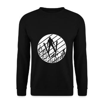 Skispringen Retro Skifliegen Wintersport Skispring - Unisex Pullover - Schwarz - Vorne - Alina (178cm) & Michal (187cm)