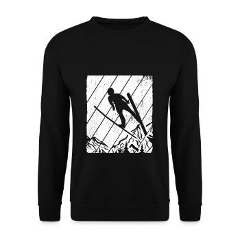 Skispringen Retro Skifliegen Skiurlaub Sport Ski S - Unisex Pullover - Schwarz - Vorne - Alina (178cm) & Michal (187cm)