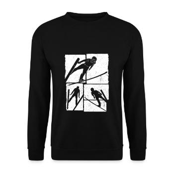 Ski Jumping Retro Ski Flying Winter Sports Ski Jumping - Unisex Sweatshirt - black - Front - Alina (178cm) & Michal (187cm)