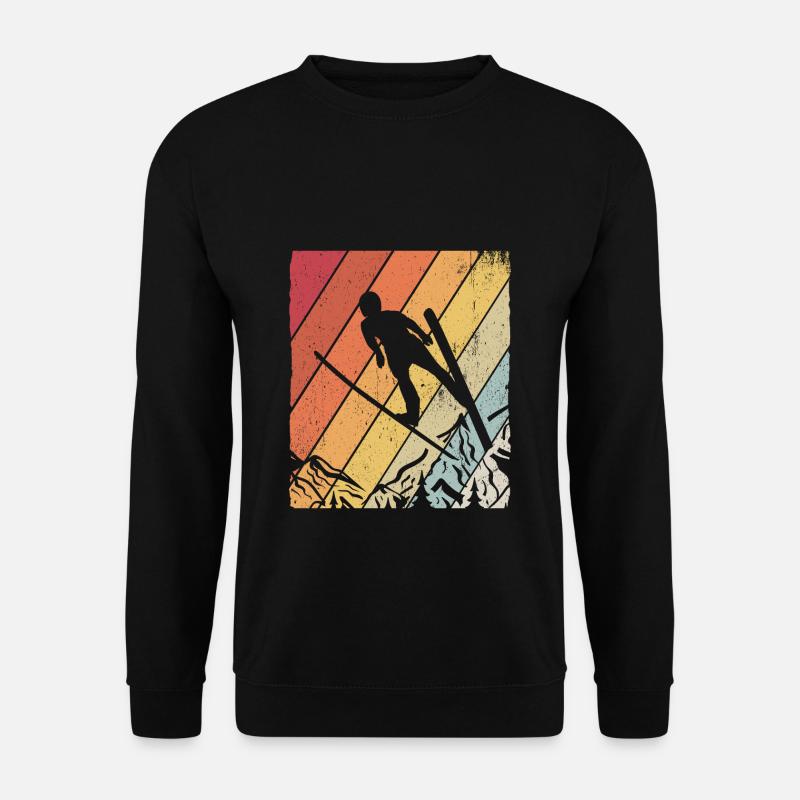 Skispringen Retro Skifliegen Wintersport Skispring - Unisex Pullover - Schwarz