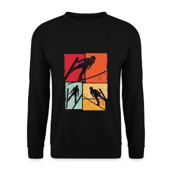 Ski Jumping Vintage Ski Flying Ski Holiday Ski Skisp - Unisex Sweatshirt - black - Front - Alina (178cm) & Michal (187cm)