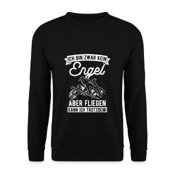 I'm not an angel but I can fly - Unisex Sweatshirt - black - Front - Alina (178cm) & Michal (187cm)