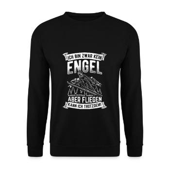I'm not an angel but I can fly - Unisex Sweatshirt - black - Front - Alina (178cm) & Michal (187cm)