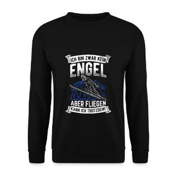 I'm not an angel but I can fly - Unisex Sweatshirt - black - Front - Alina (178cm) & Michal (187cm)