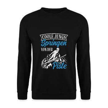 Cool Guys Jumping Off The Slopes Ski Holiday Skisp - Unisex Sweatshirt - black - Front - Alina (178cm) & Michal (187cm)