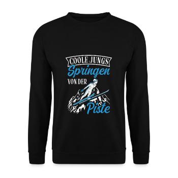 Cool Guys Jumping Off The Slopes Ski Holiday Skisp - Unisex Sweatshirt - black - Front - Alina (178cm) & Michal (187cm)