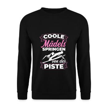 Cool filles sautant des pistes Ski Flying Ski - Sweat-shirt Unisexe - noir - Devant - Alina (178cm) & Michal (187cm)