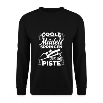 Des filles cool qui sautent des pistes Vacances de ski Wint - Sweat-shirt Unisexe - noir - Devant - Alina (178cm) & Michal (187cm)