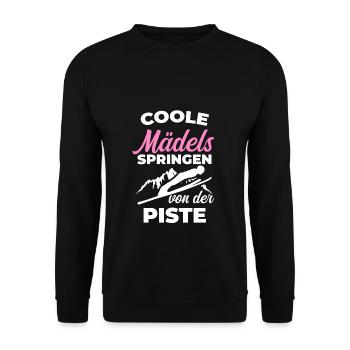 Cool filles sautant de la piste Sports d’hiver Sk - Sweat-shirt Unisexe - noir - Devant - Alina (178cm) & Michal (187cm)