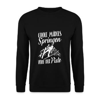 Cool filles sautant de la piste Sports d’hiver Sk - Sweat-shirt Unisexe - noir - Devant - Alina (178cm) & Michal (187cm)