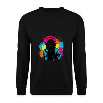 DJ Monkey Music Party Fun Sunglasses Fun Dancing C - Unisex Sweatshirt - black - Front - Alina (178cm) & Michal (187cm)