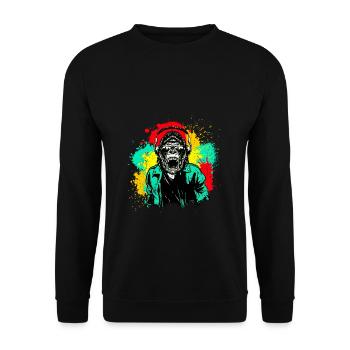 DJ Monkey Music Party Fun Sunglasses Fun Dancing C - Unisex Sweatshirt - black - Front - Alina (178cm) & Michal (187cm)