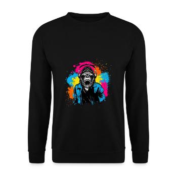 DJ Monkey Music Party Fun Sunglasses Dance Party M - Unisex Sweatshirt - black - Front - Alina (178cm) & Michal (187cm)