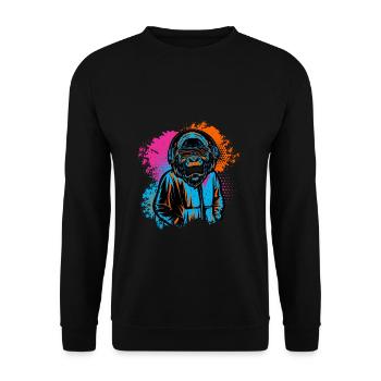 DJ Monkey Music Party Fun Sunglasses Fun Dancing C - Unisex Sweatshirt - black - Front - Alina (178cm) & Michal (187cm)