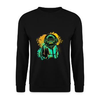 DJ Monkey Music Party Fun Sunglasses Dance Party M - Unisex Sweatshirt - black - Front - Alina (178cm) & Michal (187cm)