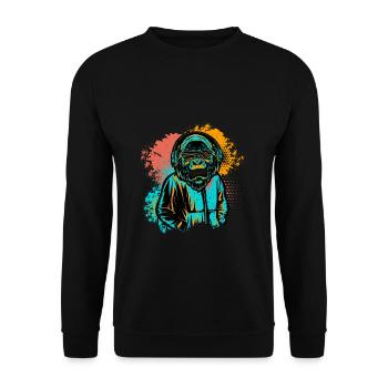 DJ Monkey Music Party Fun Sunglasses Monkey Headph - Unisex Pullover - Schwarz - Vorne - Alina (178cm) & Michal (187cm)
