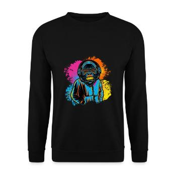 DJ Monkey Music Party Fun Sunglasses Dance Party M - Unisex Sweatshirt - black - Front - Alina (178cm) & Michal (187cm)
