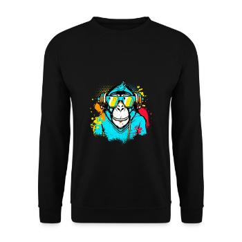 DJ Monkey Music Party Fun Sunglasses Fun Dancing C - Unisex Sweatshirt - black - Front - Alina (178cm) & Michal (187cm)