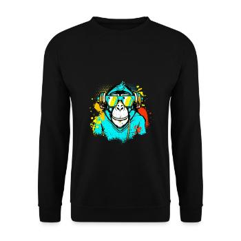 DJ Monkey Music Party Fun Sunglasses Monkey Headph - Unisex Pullover - Schwarz - Vorne - Alina (178cm) & Michal (187cm)