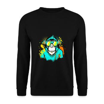 DJ Monkey Music Party Fun Sunglasses Dance Party M - Unisex Sweatshirt - black - Front - Alina (178cm) & Michal (187cm)