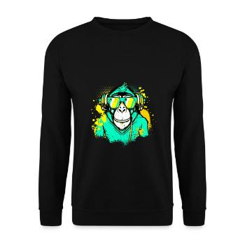 DJ Monkey Music Party Fun Sunglasses Fun Dancing C - Unisex Sweatshirt - black - Front - Alina (178cm) & Michal (187cm)