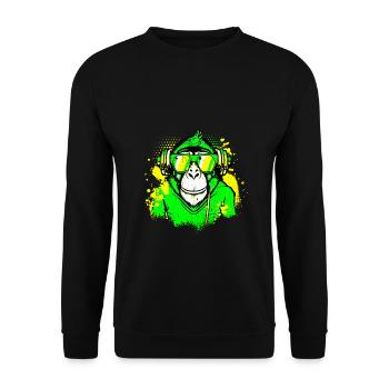 DJ Monkey Music Party Fun Sunglasses Dance Party M - Unisex Sweatshirt - black - Front - Alina (178cm) & Michal (187cm)