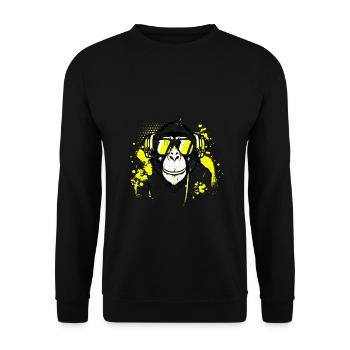 DJ Monkey Music Party Fun Sunglasses Fun Dancing C - Unisex Sweatshirt - black - Front - Alina (178cm) & Michal (187cm)