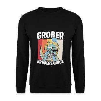 Großer Bruder Geschenk Brudersaurus T Rex Dino Bru - Unisex Pullover - Schwarz - Vorne - Alina (178cm) & Michal (187cm)