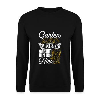 Garten Und Bier Darum Bin Ich Hier Saufen Garten B - Unisex Pullover - Schwarz - Vorne - Alina (178cm) & Michal (187cm)