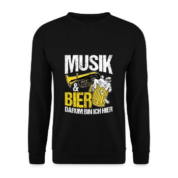 Musique et bière C’est pourquoi je suis là Alcool Musique de fête - Sweat-shirt Unisexe - noir - Devant - Alina (178cm) & Michal (187cm)