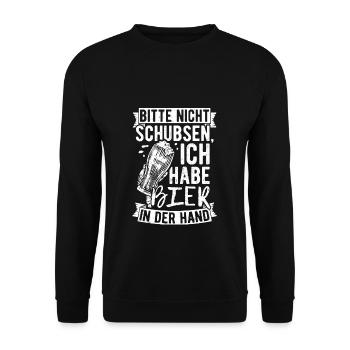 Please don't push I've got beer in my hand hop - Unisex Sweatshirt - black - Front - Alina (178cm) & Michal (187cm)