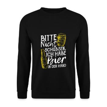 Please don't push I've got beer in my hand hop - Unisex Sweatshirt - black - Front - Alina (178cm) & Michal (187cm)