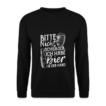 Bière Boire de la bière Pub amusant Alcool Fête Bière Houblon - Sweat-shirt Unisexe - noir - Devant - Alina (178cm) & Michal (187cm)