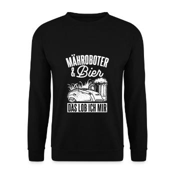 Robotic Lawnmowers & Beer I praise myself Party Beer Mähro - Unisex Sweatshirt - black - Front - Alina (178cm) & Michal (187cm)