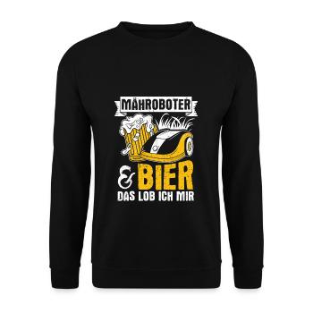 jardinier bière fun jardin alcool fête robot de tondeuse de bière - Sweat-shirt Unisexe - noir - Devant - Alina (178cm) & Michal (187cm)