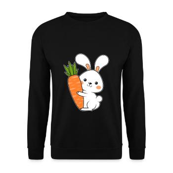 Hase Gemüse Karotte Ostern Geschenk Hase Kanninche - Unisex Pullover - Schwarz - Vorne - Alina (178cm) & Michal (187cm)