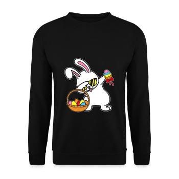 Dabbing Osterhase Ostern Hase Kanninchen Geschenk - Unisex Pullover - Schwarz - Vorne - Alina (178cm) & Michal (187cm)