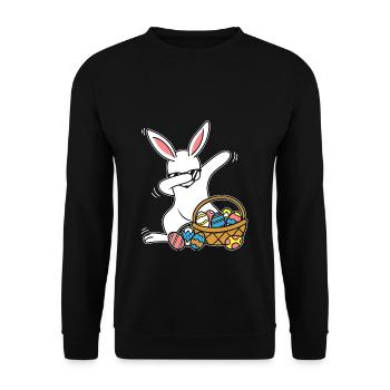 Dabbing Osterhase Ostern Hase Kanninchen Geschenk - Unisex Pullover - Schwarz - Vorne - Alina (178cm) & Michal (187cm)