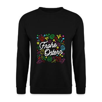 Happy Easter Gift Easter Saying Easter - Unisex Sweatshirt - black - Front - Alina (178cm) & Michal (187cm)