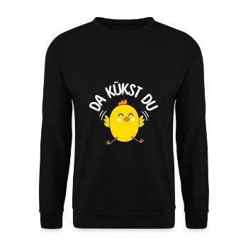 Là vous poussin Pâques Oeufs de Pâques Enfants Poulet Poussin - Sweat-shirt Unisexe - noir - Devant - Alina (178cm) & Michal (187cm)