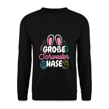 Grande soeur lapin de Pâques lapin famille Pâques Ges - Sweat-shirt Unisexe - noir - Devant - Alina (178cm) & Michal (187cm)