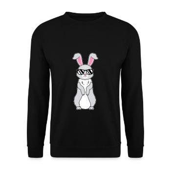 Hase mit Sonnenbrille Kanninchen Hasen Liebhaber G - Unisex Pullover - Schwarz - Vorne - Alina (178cm) & Michal (187cm)