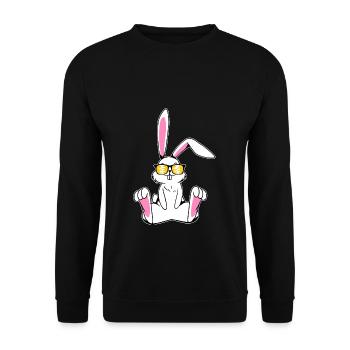 Hase mit Sonnenbrille Kanninchen Hasen Liebhaber G - Unisex Pullover - Schwarz - Vorne - Alina (178cm) & Michal (187cm)
