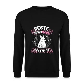 Beste Hasen Mama aller Zeiten Hase Kaninchen Oster - Unisex Pullover - Schwarz - Vorne - Alina (178cm) & Michal (187cm)