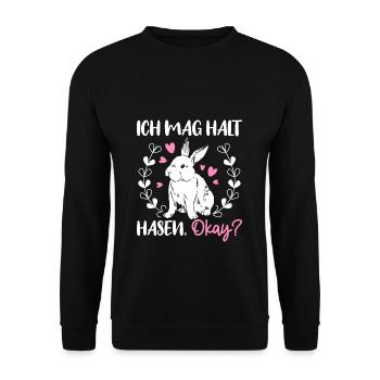 J’aime juste les lapins lapin lapin filles enfants o - Sweat-shirt Unisexe - noir - Devant - Alina (178cm) & Michal (187cm)