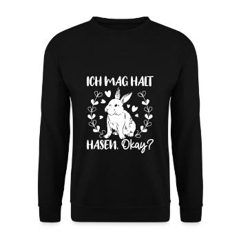J’aime juste les lapins lapin lapin filles enfants o - Sweat-shirt Unisexe - noir - Devant - Alina (178cm) & Michal (187cm)